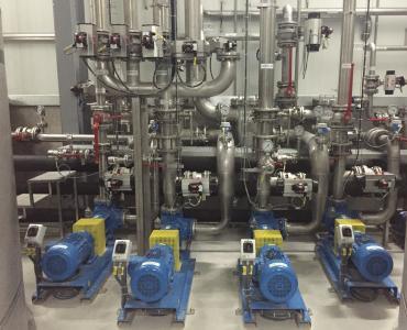 Central de bombagem produtos químicos.